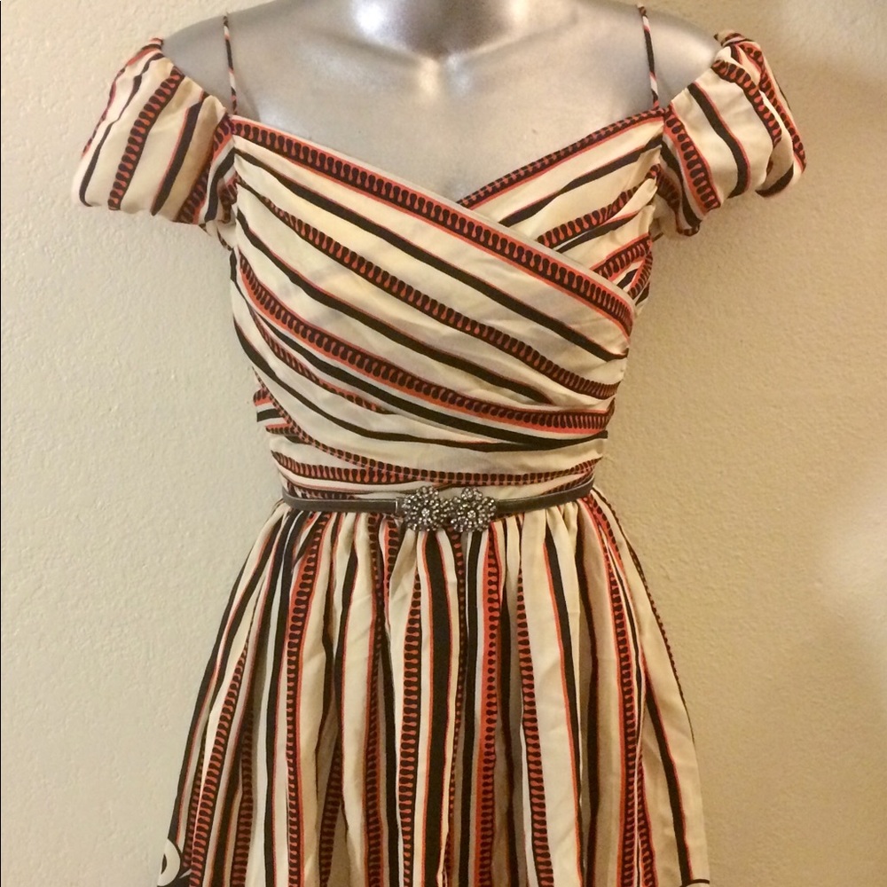 ANNA SUI Gorgeous Retro-vintage Prints Silk Dress